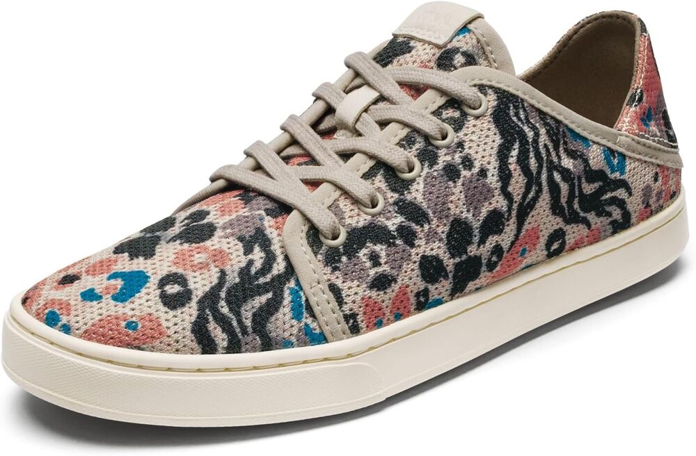 OluKai Pehuea Lī Women's Mesh Lace-Up Sneakers Animal Camo Print Size 8